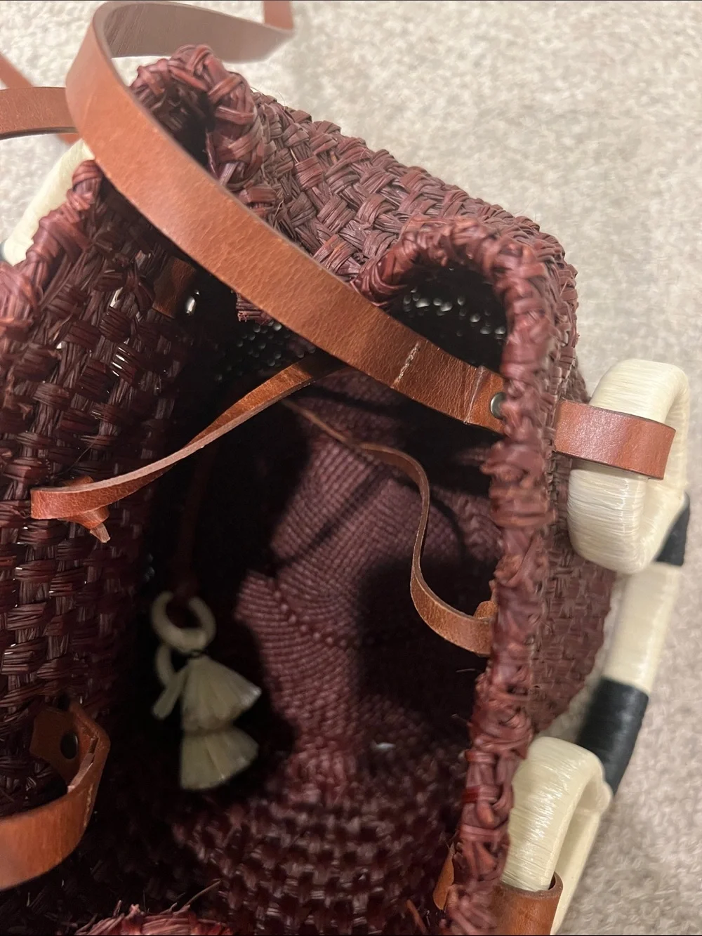 Johanna Ortiz reddish Confronting Love mini bucket bag Cream & Black handles - Picture 3 of 6